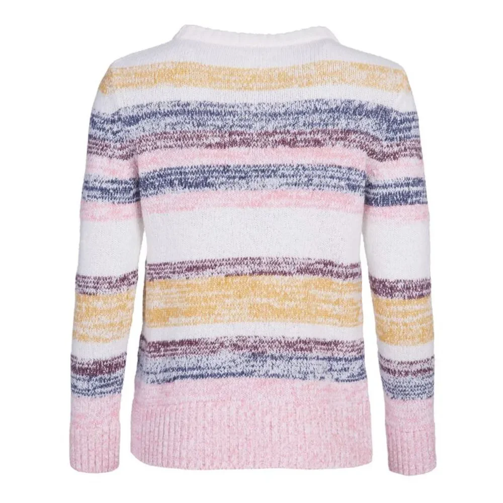 BARBOUR Womens Ivory Textured Printed Long Sleeve Crew Neck Top Size: 6 - Picture 2 of 4